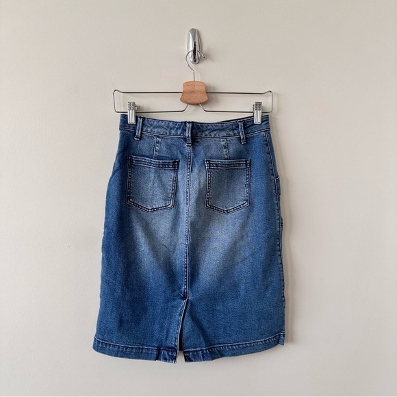 ANTHROPOLOGIE-PILCRO & Letterpress Double Pocket Denim Skirt (Size:0) - Picture 5 of 8